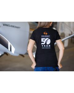 Van's Aircraft 50th Anniversary Graphic T-Shirt - Black, Large, Women's