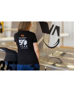 Van's Aircraft 50th Anniversary Graphic T-Shirt - Black, Small, Women's