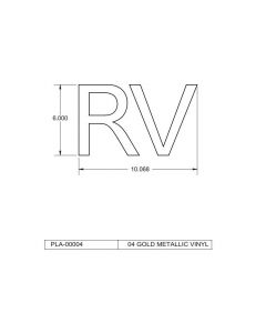 PLA-00004 - 6" Tall Metallic Gold Vinyl "RV" Graphic Decal