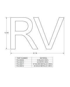 PLA-00009 - 12" Tall Black Vinyl "RV" Graphic Decal