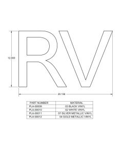 PLA-00010 - 12" Tall White Vinyl "RV" Graphic Decal