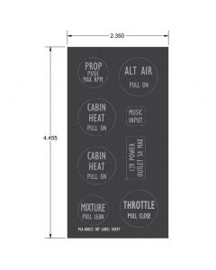 Interior Label Sheet for Engine Control and Heater/Vent Cables