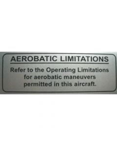 Aerobatic Limits Placard