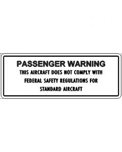 Aluminum Passenger Warning Placard