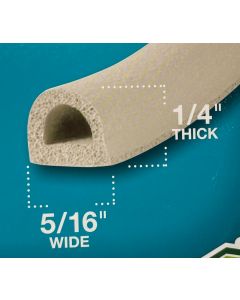 D-Shaped Seal, EPDM, .250" x .313" x 102"