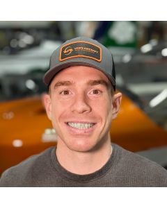 Charcoal and Black Trucker Style Hat with Woven Patch